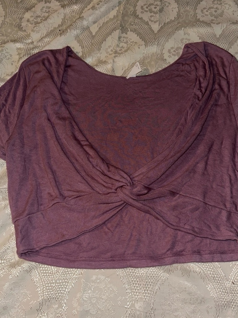 Women’s Knot-Front Crop Top - Plum